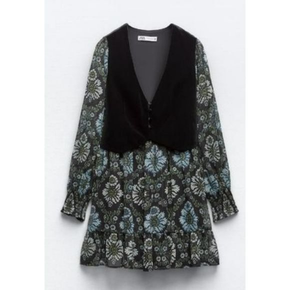 ZARA PRINTED DRESS WITH VEST - Picture 4 of 8